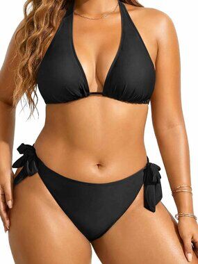 Black Triangle Bikini Halter Top N0621